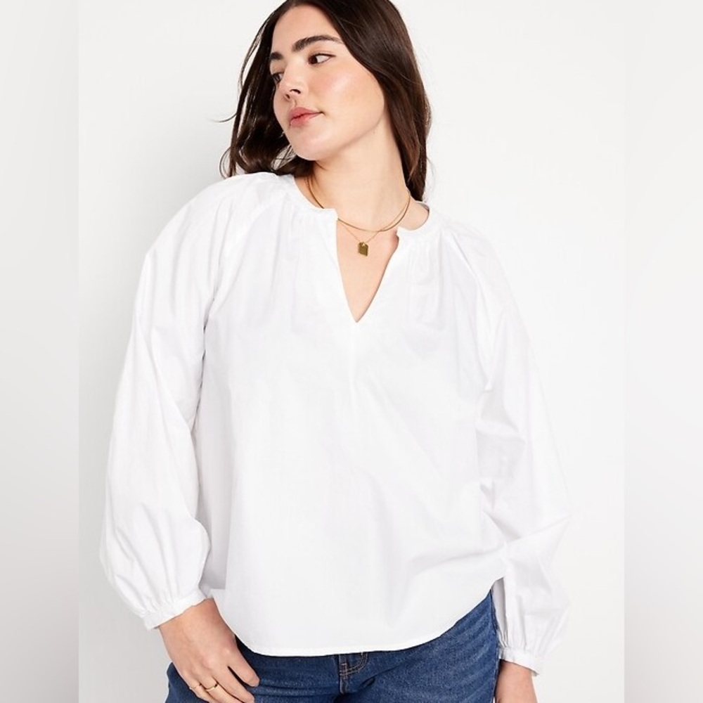 Old Navy Women's Size Medium Calla Lily Long Sleeve Poplin Top